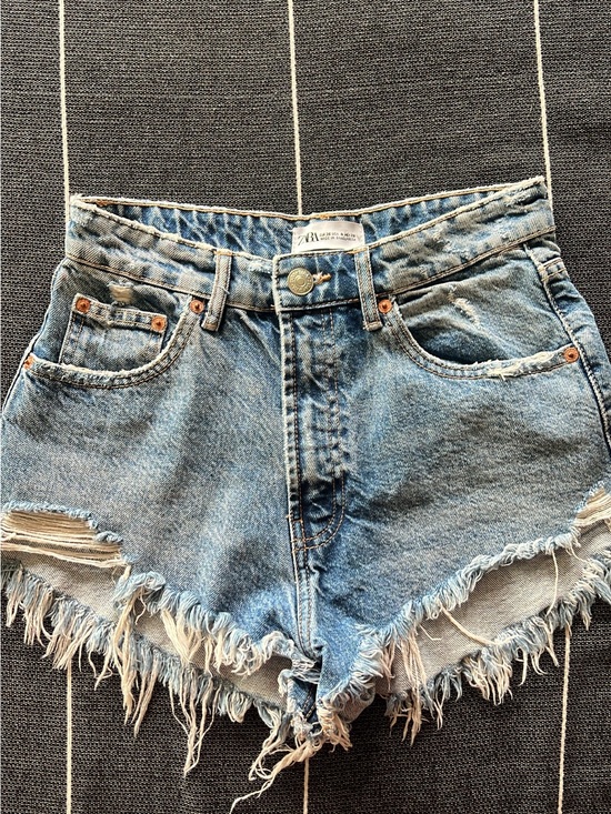 Zara Pants - Zara Light Blue Distressed Frayed Hem Denim Shorts
